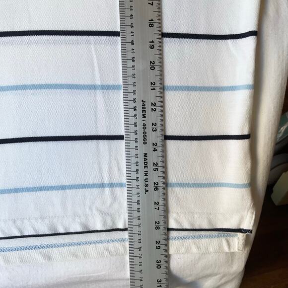St. John's Bay Men Short Sleeve Polo Shirt Size XL, White & Blue Stripes - Picture 4 of 6